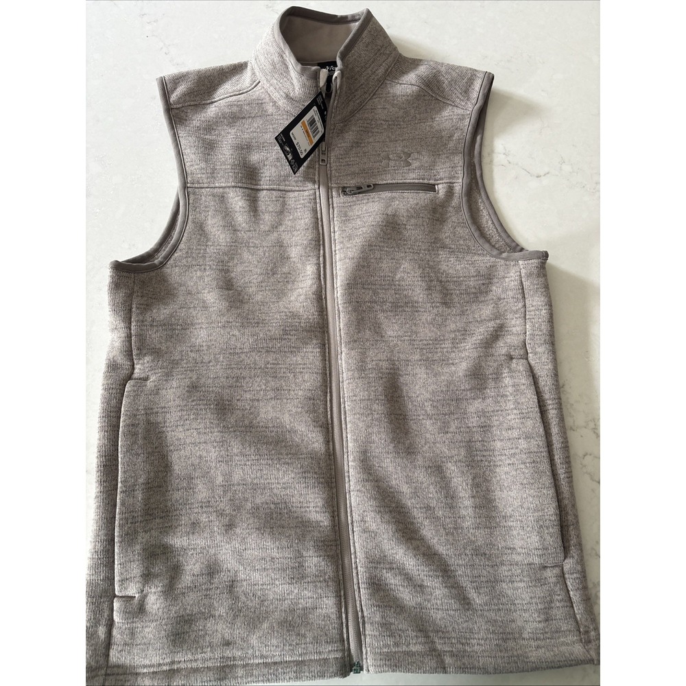 Under Armour Mens S UA Specialist Vest Loose Fit Full-Zip Taupe Fleece Gorpcore